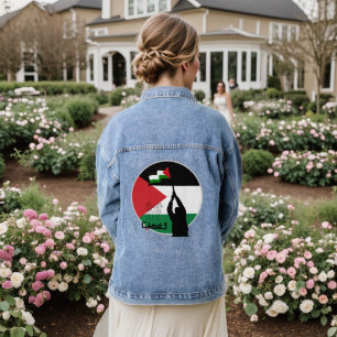 Free Palestine Arabic text Denim Jacket