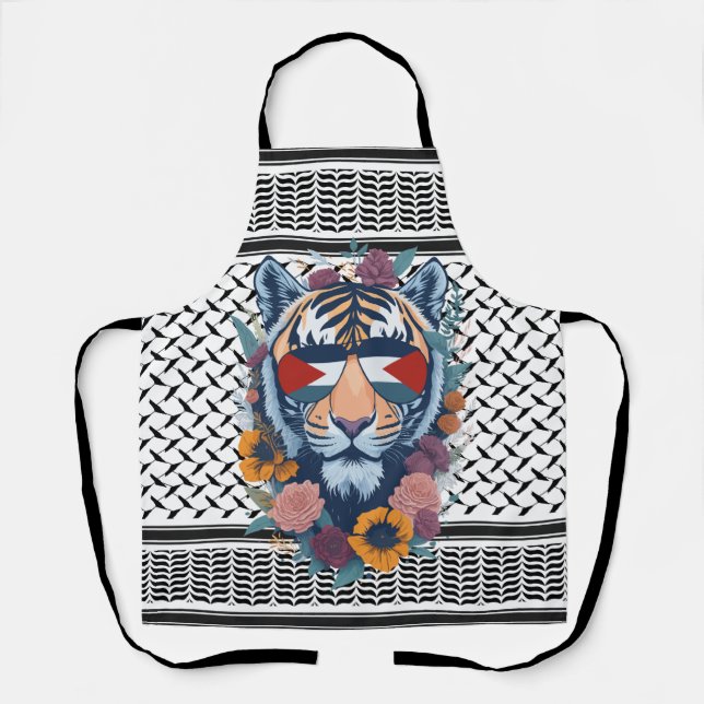 Free Palestine ARABIC WITH MAP tiger  Apron (Front)
