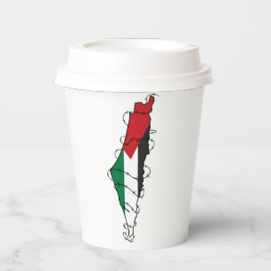 Free Palestine Barbed Wire Map Palestinian Freedom Paper Cups
