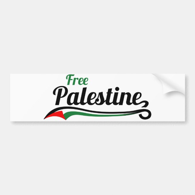 Free Palestine, Baseball Style Bumper Sticker (Front)