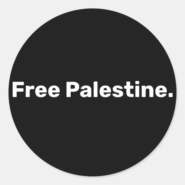 Free Palestine basic simple text supporting Gaza  Classic Round Sticker (Front)