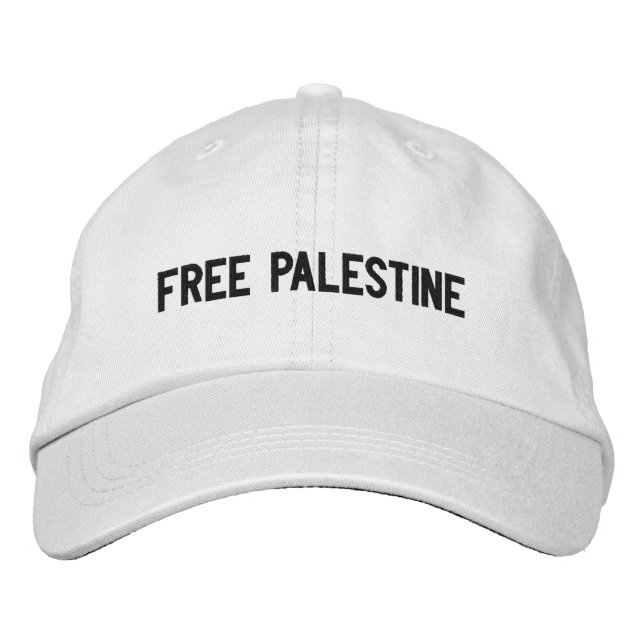 Free Palestine black custom text minimalist Embroidered Hat (Front)