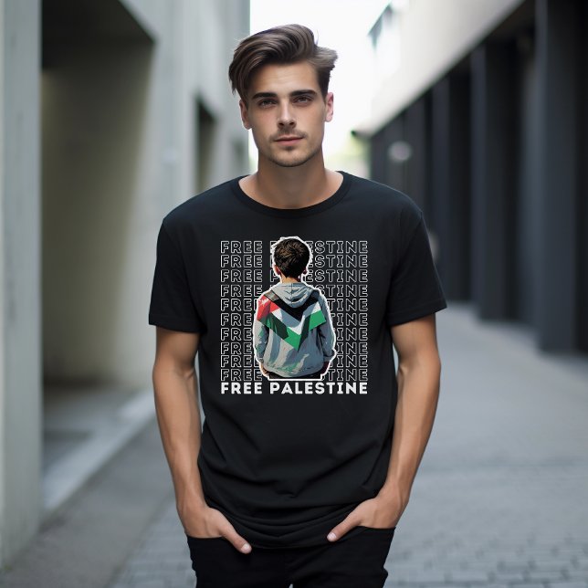 FREE PALESTINE black t-shirt for man (FREE PALESTINE black t-shirt for man)