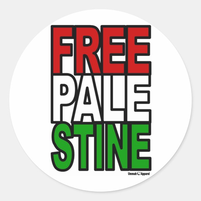 Free Palestine Block Classic Round Sticker (Front)