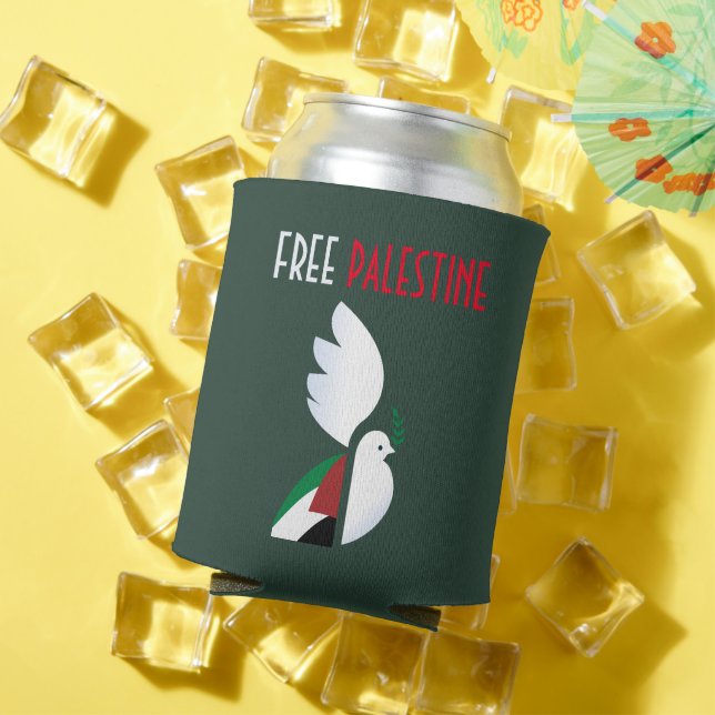 Free Palestine Can Cooler – Palestinian Flag  (In Situ Summer)