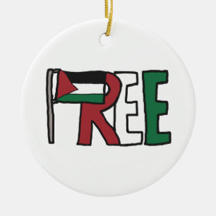Free Palestine Ceramic Ornament
