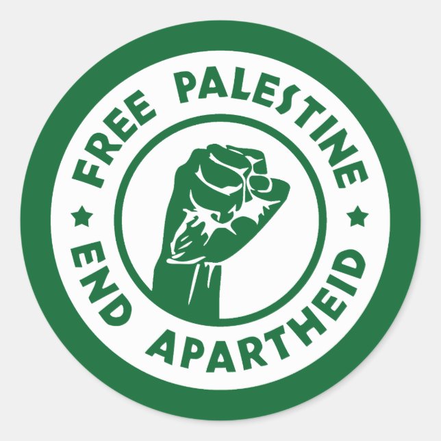 Free Palestine End Apartheid Classic Round Sticker (Front)
