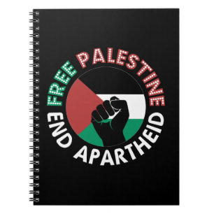 Free Palestine End Apartheid Flag Fist Black Notebook