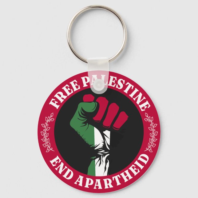Free Palestine End Apartheid II Key Ring (Front)