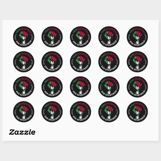 Free Palestine End Apartheid III Classic Round Sticker (Sheet)