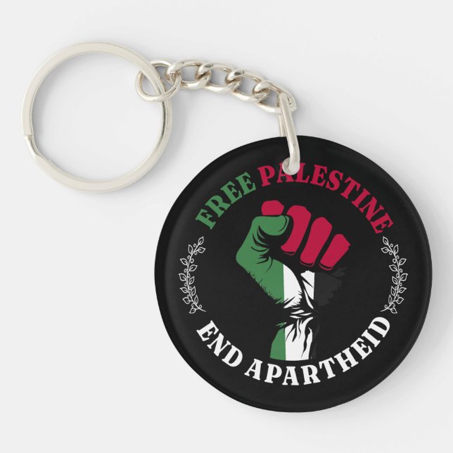 Free Palestine End Apartheid III Key Ring (Front)