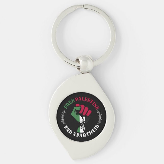 Free Palestine End Apartheid III Key Ring (Front)