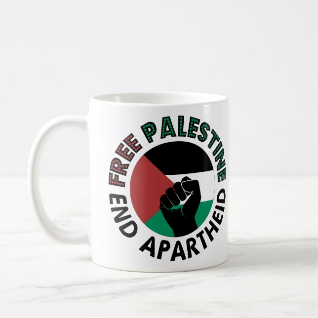 Free Palestine End Apartheid Palestine Flag Coffee Mug (Left)