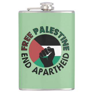 Free Palestine End Apartheid Palestine Flag Hip Flask