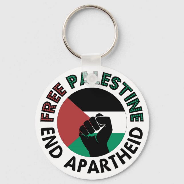 Free Palestine End Apartheid Palestine Flag Key Ring (Front)