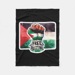 Free Palestine Flag And Fist Watercolour Sticker Fleece Blanket