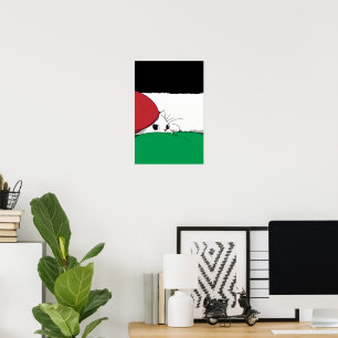 FREE PALESTINE Flag Cat Poster