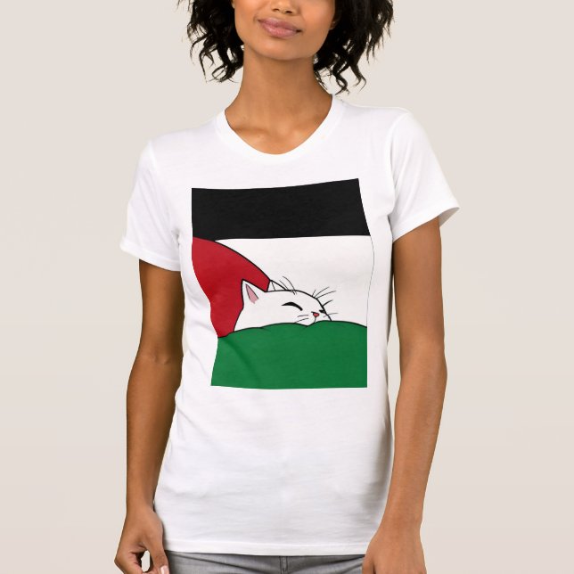 FREE PALESTINE Flag Cat  T-Shirt (Front)