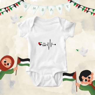 "Free Palestine" Flag Heartbeat Boy Girl Baby Bodysuit