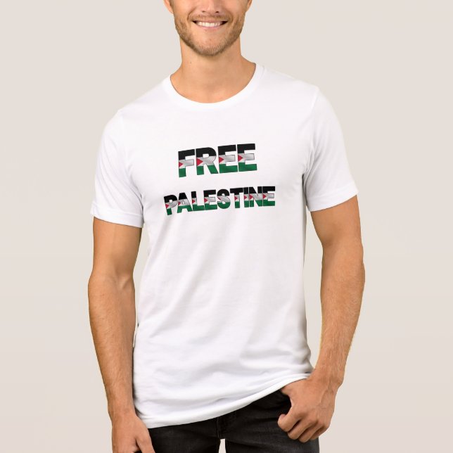 Free Palestine Flag Letters Unity Pride Freedom Tri-Blend Shirt (Front)