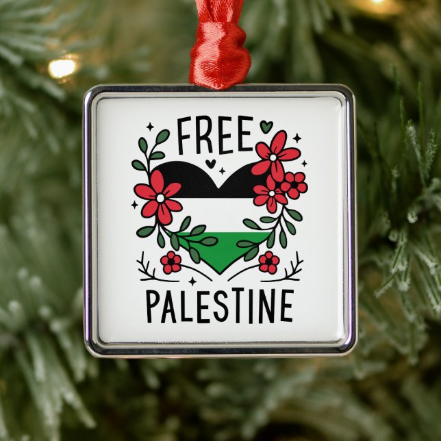 Free palestine flag metal ornament (Tree)
