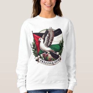 Free Palestine Flag, Pigeon holding Olive leaf Sweatshirt