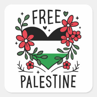 Free palestine flag square sticker