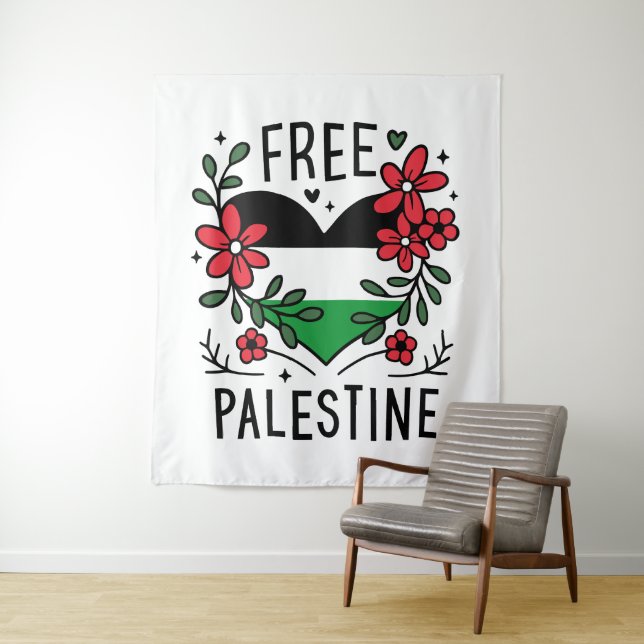 Free palestine flag tapestry (In Situ)