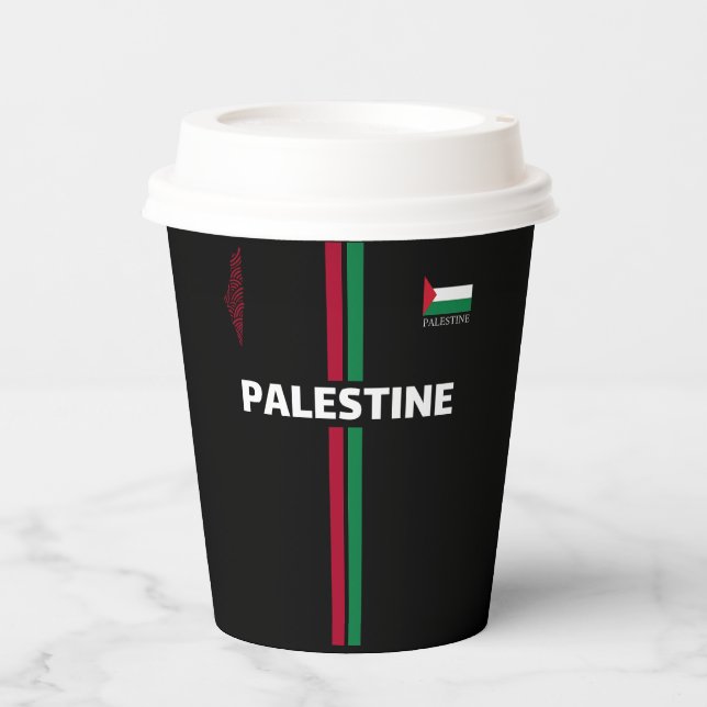 Free Palestine football  soccer - flag map team Paper Cups (Front)