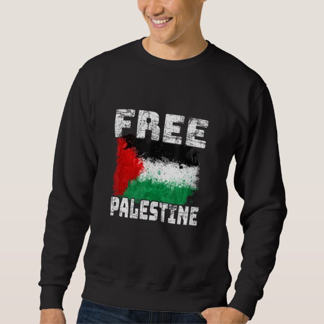 Free Palestine Free Gaza Palestine Flag Arabic Sweatshirt (Front)