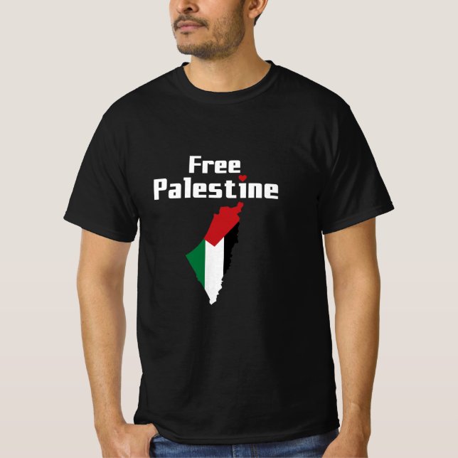 FREE PALESTINE FREE GAZA PALESTINE FLAG ARABIC T-Shirt (Front)