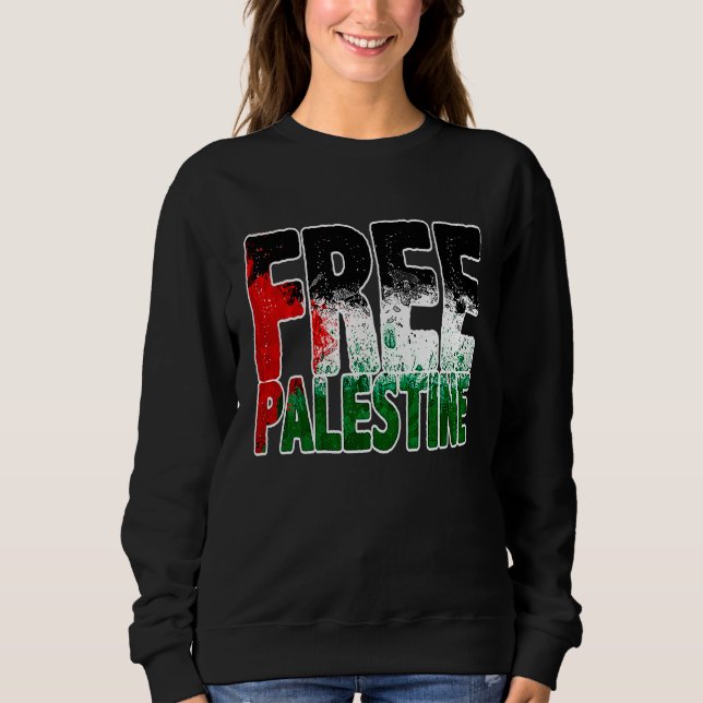 Free Palestine Gaza Flag Proud Palestine Roots Ara Sweatshirt (Front)