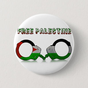 Free Palestine Handcuffs 6 Cm Round Badge
