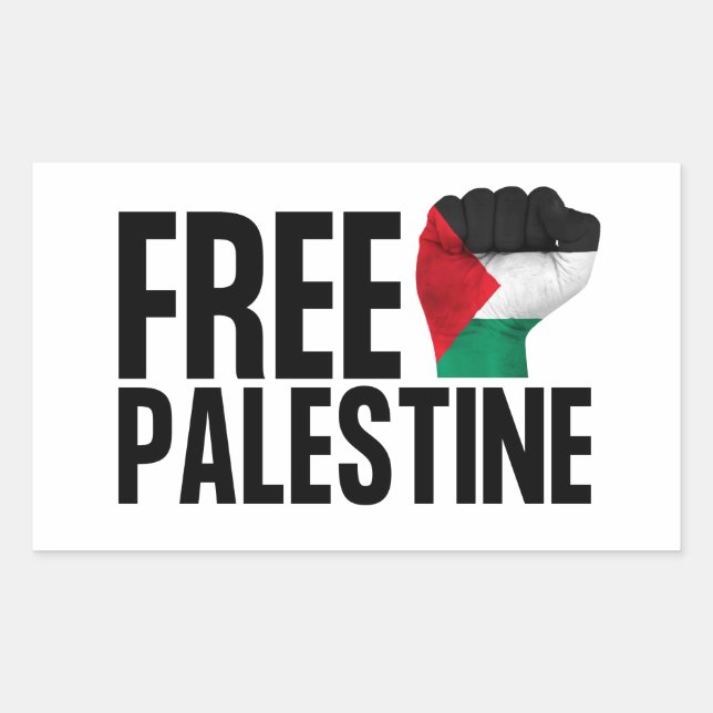 Free Palestine Handfist Palestinian Flag Bold Rectangular Sticker (Front)