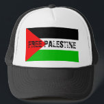 FREE PALESTINE Hat<br><div class="desc">Free Palestine over flag on black & white visor cap.</div>