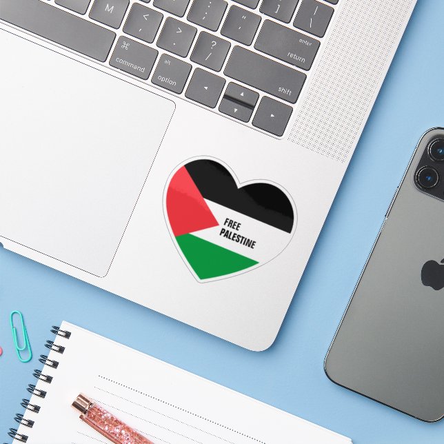 "Free Palestine" Heart Shaped (Laptop w/ iPhone)