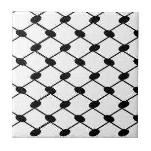 Free Palestine Keffiyeh pattern black and white  Ceramic Tile