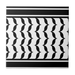 Free Palestine Keffiyeh pattern black and white  Ceramic Tile
