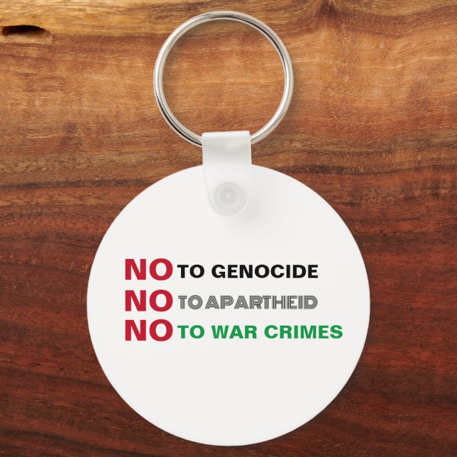 FREE PALESTINE NO TO GENOCIDE APARTHEID WAR CRIMES KEY RING (Front)