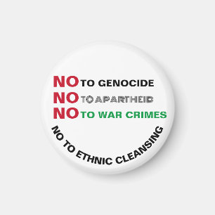 FREE PALESTINE NO TO GENOCIDE APARTHEID WAR CRIMES MAGNET