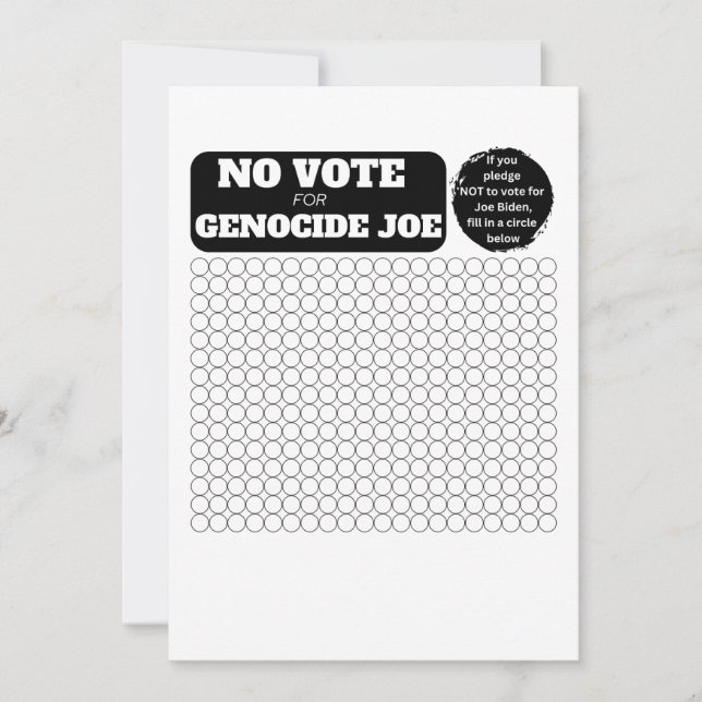 FREE PALESTINE - No Vote for Genocide Joe - Pledge Invitation (Front)