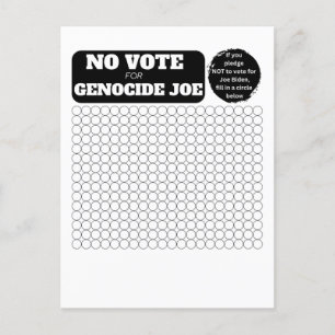 FREE PALESTINE - No Vote for Genocide Joe - Pledge Postcard