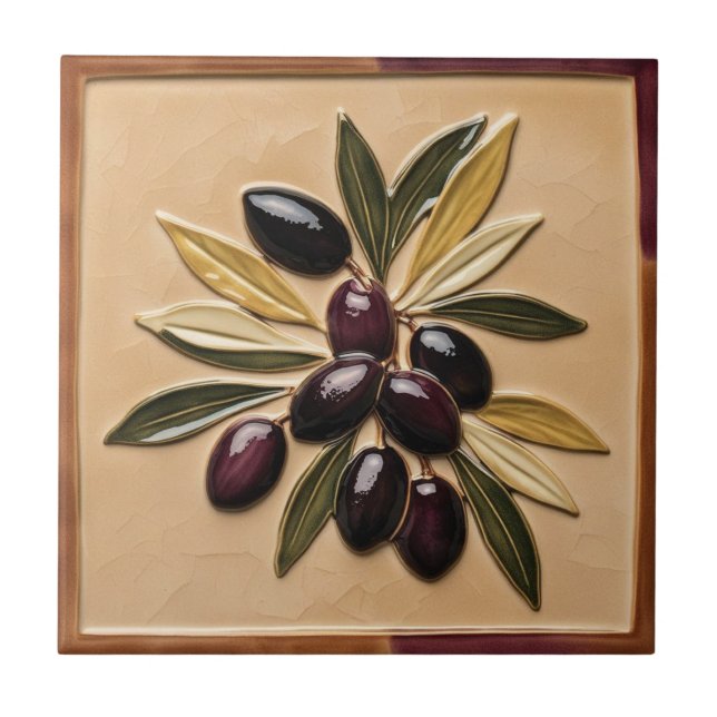 FREE PALESTINE olives branches mosaic ceramic tile (Front)