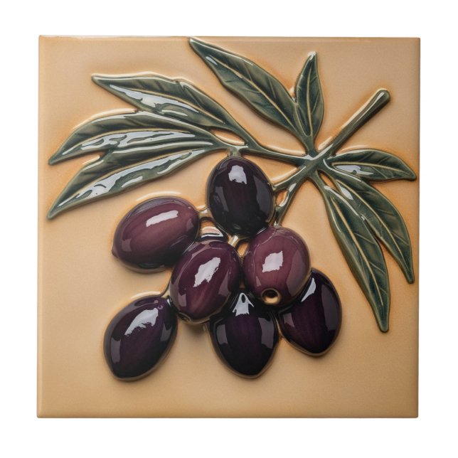 FREE PALESTINE olives branches mosaic ceramic tile (Front)