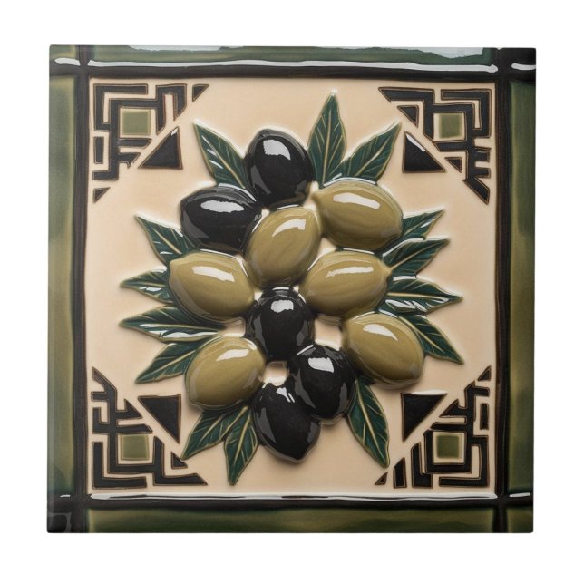 FREE PALESTINE olives branches mosaic ceramic tile (Front)