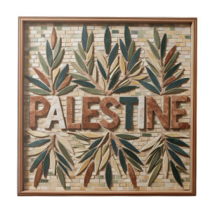 FREE PALESTINE olives branches mosaic ceramic tile