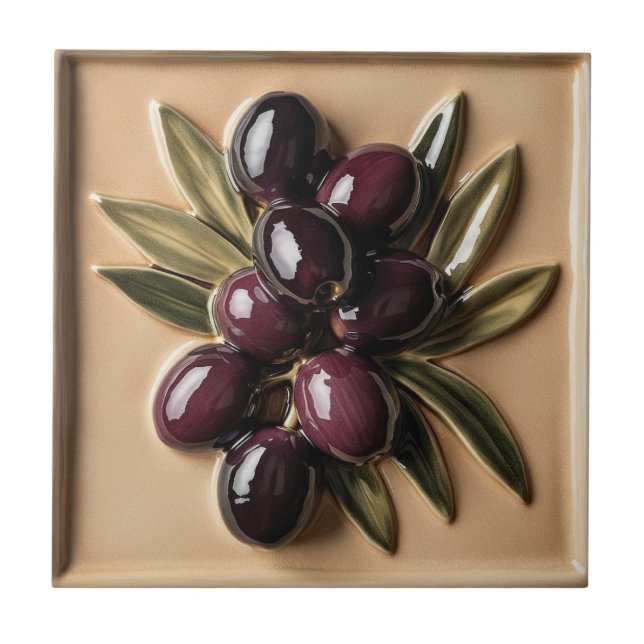 FREE PALESTINE olives branches mosaic ceramic tile (Front)