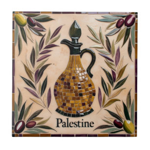 FREE PALESTINE olives branches mosaic ceramic tile