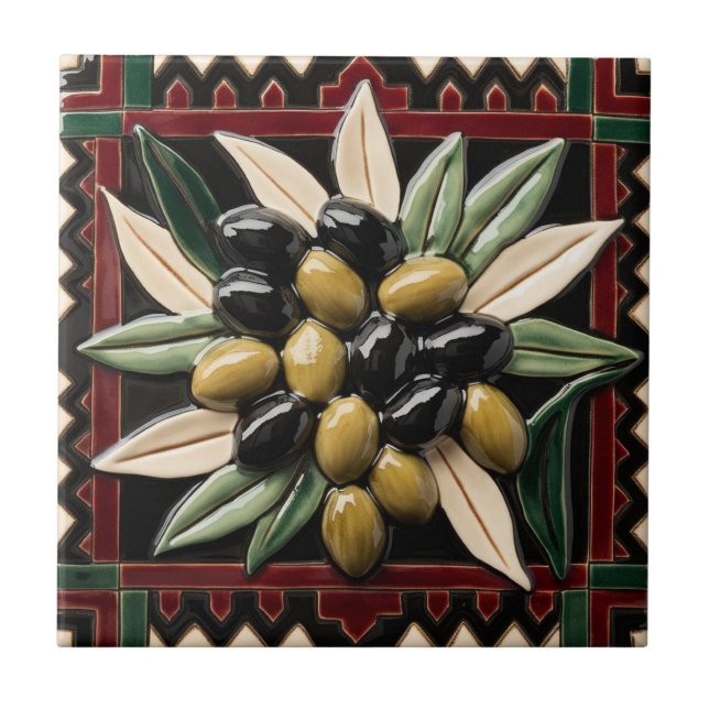 FREE PALESTINE olives branches mosaic ceramic tile (Front)