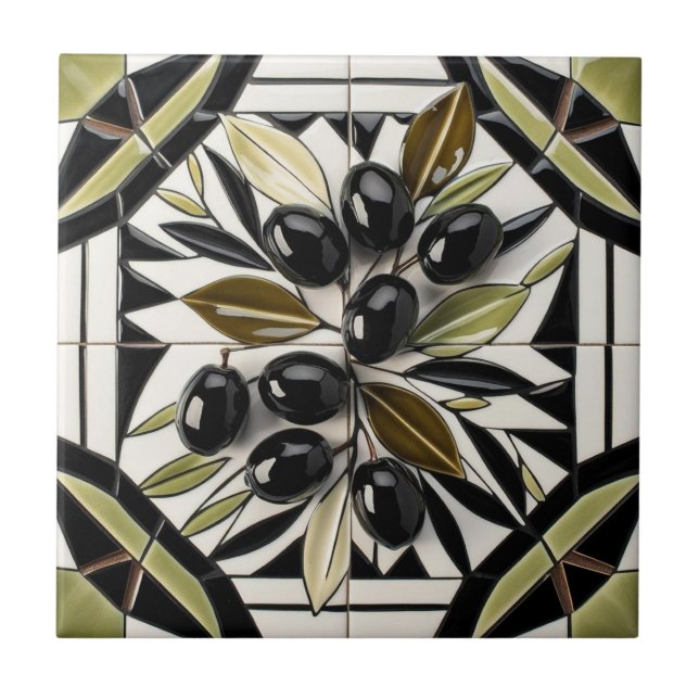 FREE PALESTINE olives branches mosaic ceramic tile (Front)